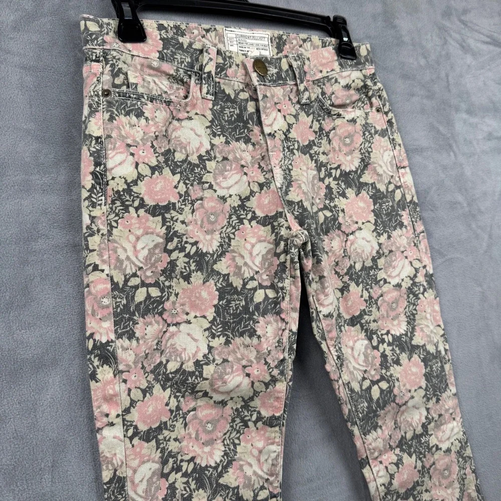 Current Elliott Floral Print Jeans Size 25 Stiletto Phoenix Skinny Denim - Picture 2 of 9